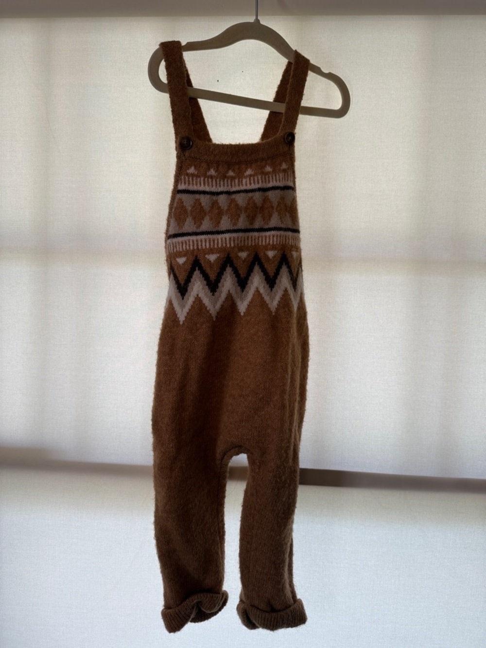 Zara Brown Patterned Knit Romper Overalls